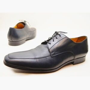 Santoni Italy PRITCHARD Black Leather Derby 11927 Men's Apron Toe Shoes 9.5 Rare